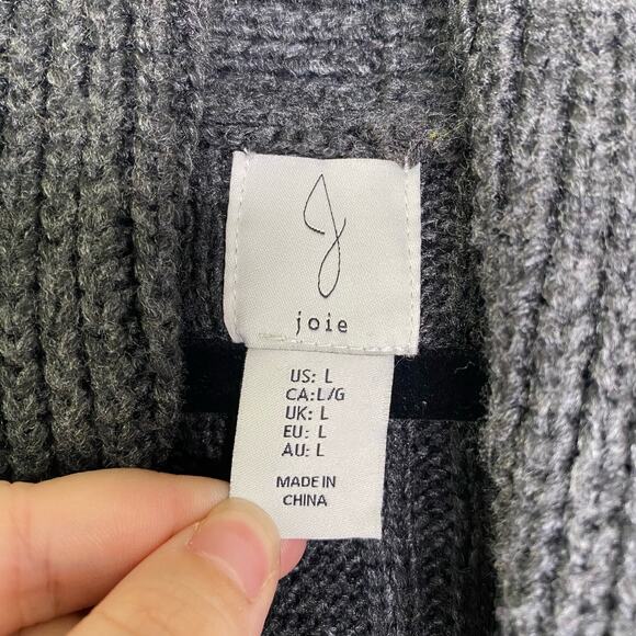 Joie Gray Cable Knit Open Front Chunky Cardigan Large - Picture 8 of 13